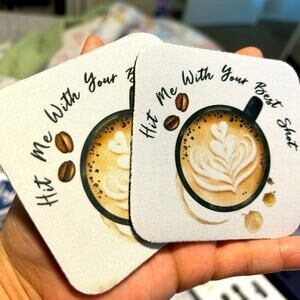 Coffee inspired coaster set of two Neoprene slip resistant